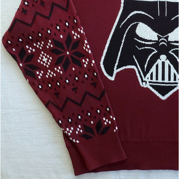 Darth Vader Christmas Sweater Mens S Red Holiday Fair Isle Disney Star Wars NEW - Picture 4 of 9
